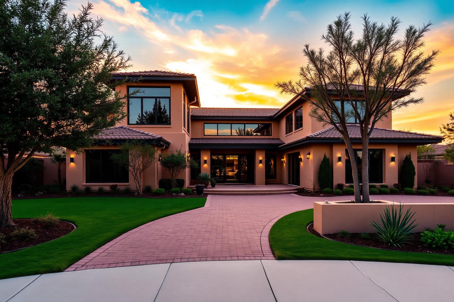 Luxury home at sunset
